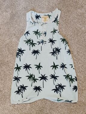 Hugo Loves Tiki Mint Palm-Print Tank Romper